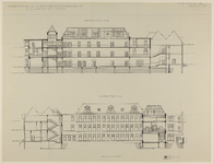 217522 Doorsneden van het Gouvernementsgebouw aan de Kromme Nieuwegracht (Paushuize) te Utrecht.